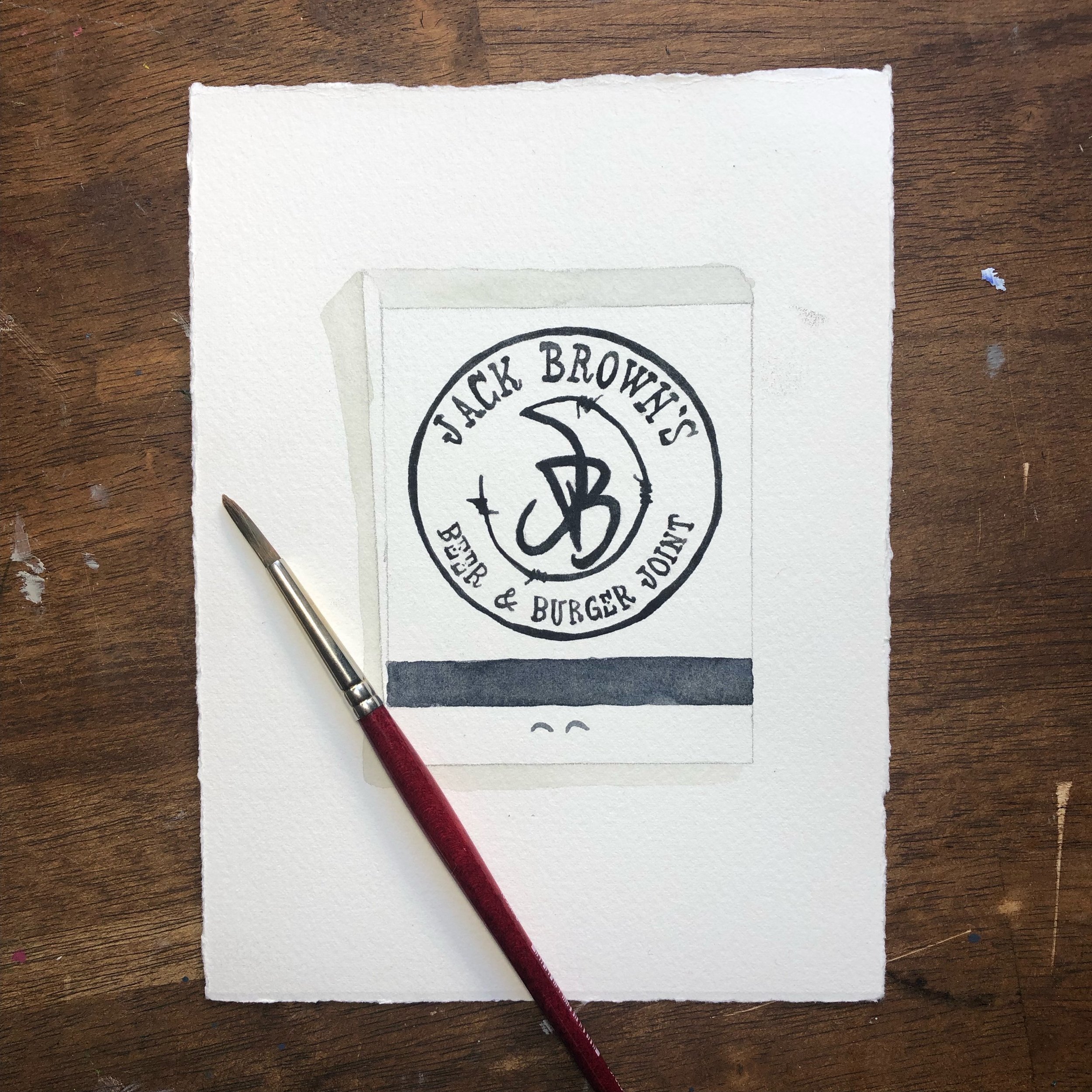 Jack Brown's Beer & Burger Joint restaurant matchbook art original