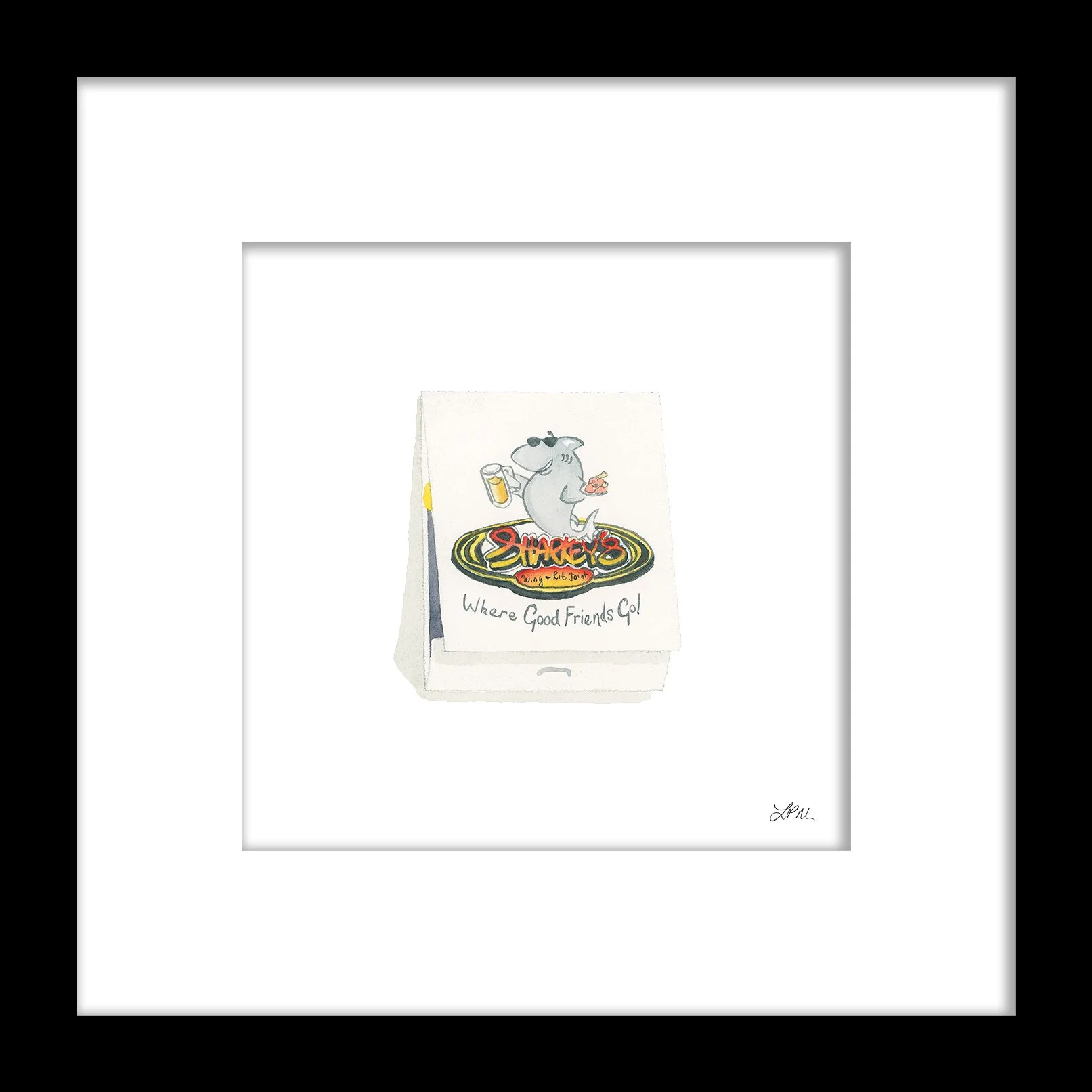 Sharkey's restaurant matchbook art print Virginia Tech VT Blacksburg