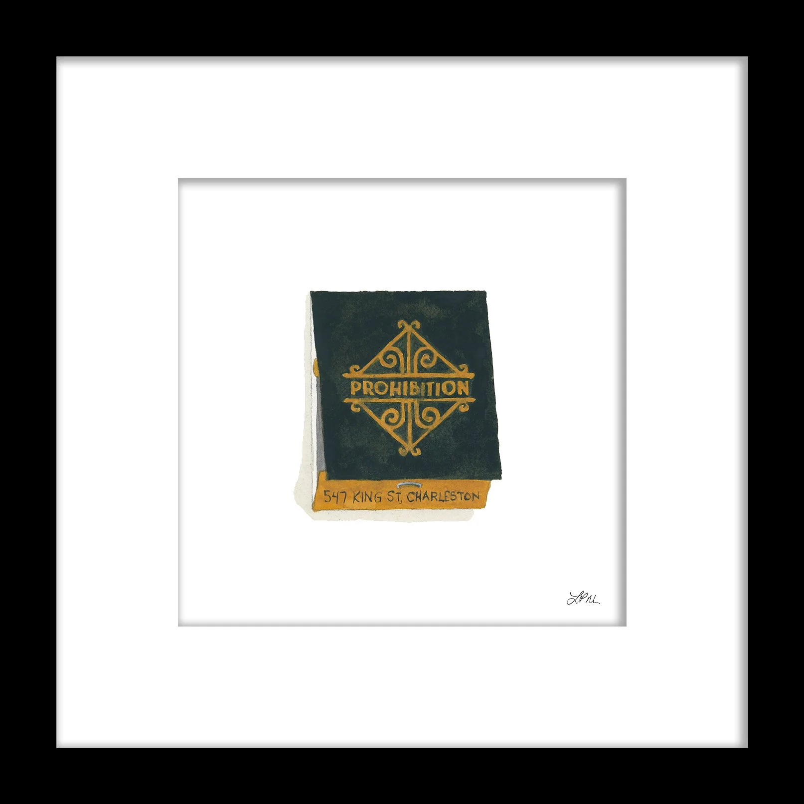 Prohibition on King Charleston SC restaurant matchbook art print