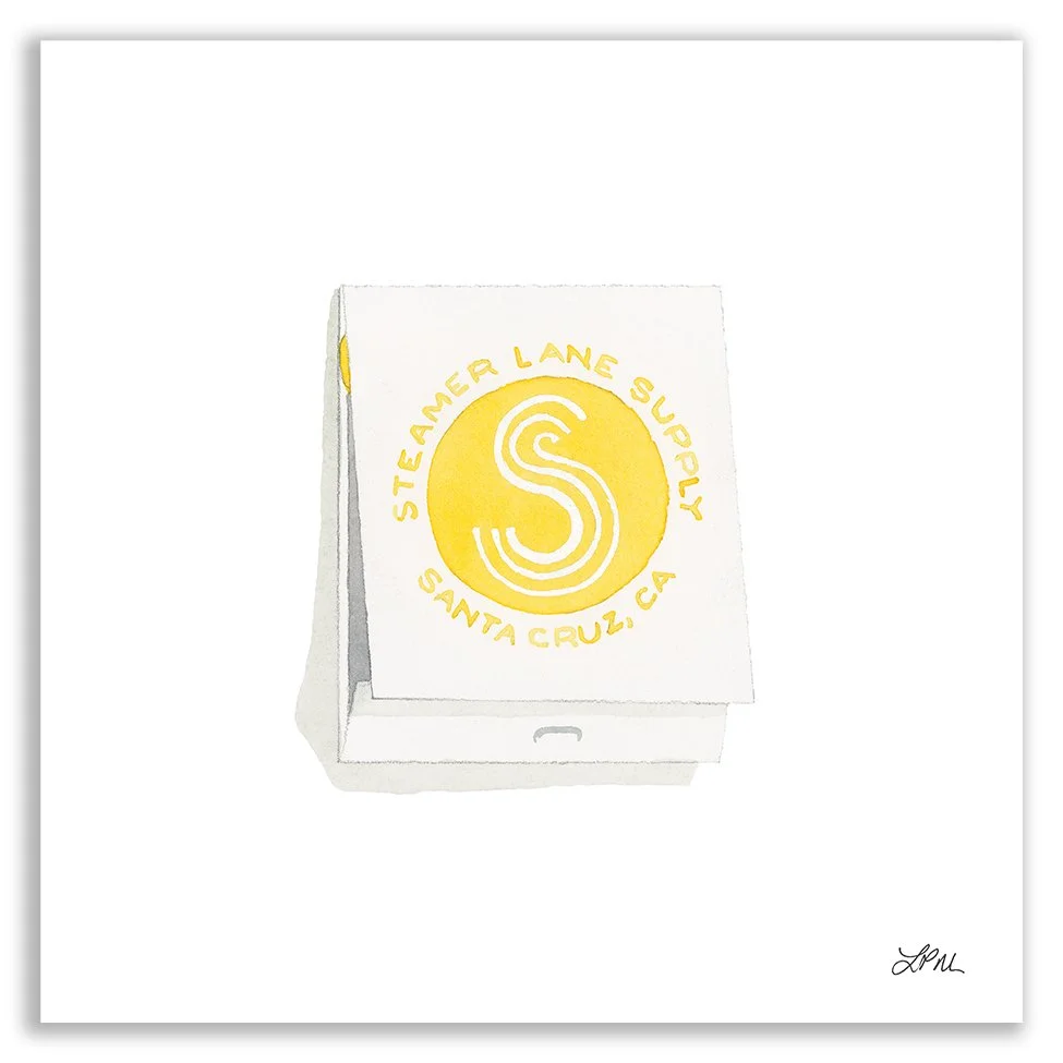 Steamer Lane Supply (Santa Cruz, CA) restaurant matchbook art print