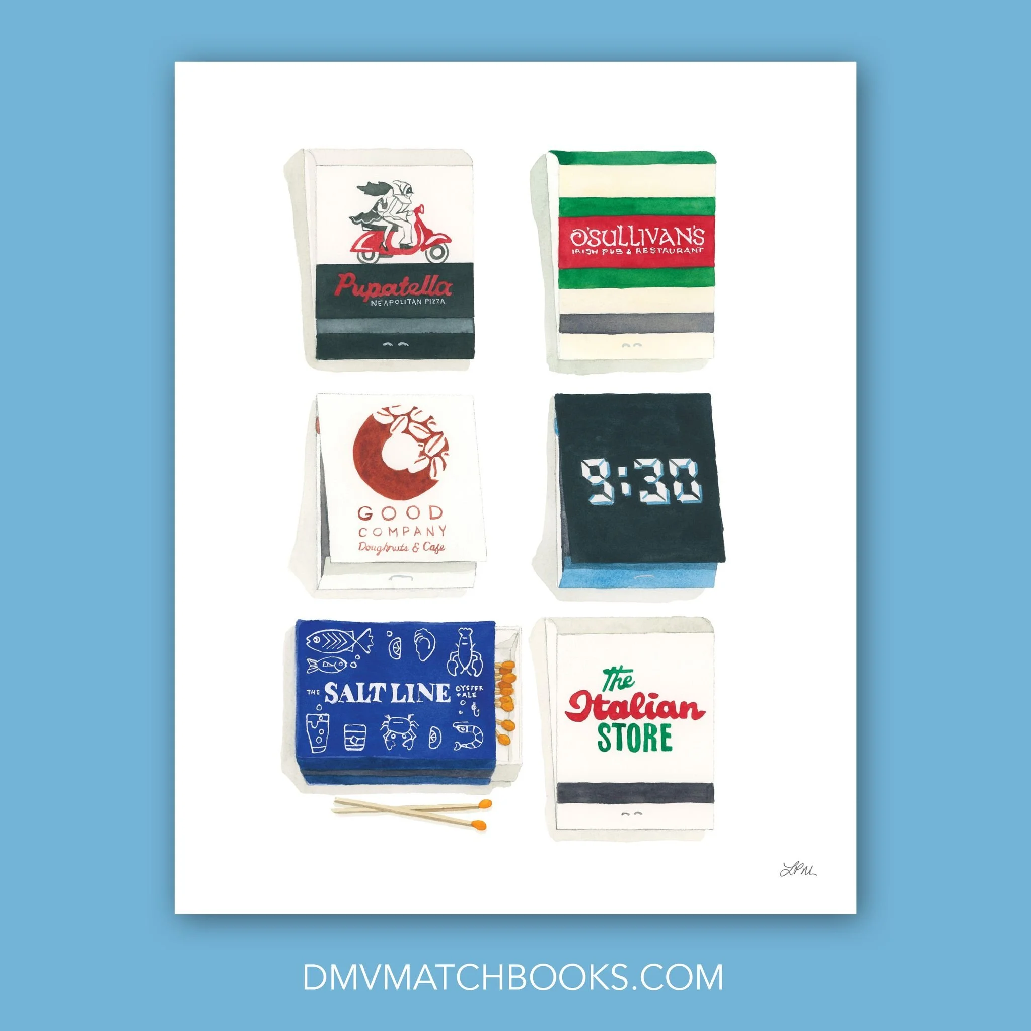 Good mix of NOVA and DC on this custom print!

(8x10&rdquo; custom print, January 2025)

#matchbookart #matchbookpainting  #supportsmallbusiness #eatlocal #drinklocal #DMVmatchbooks