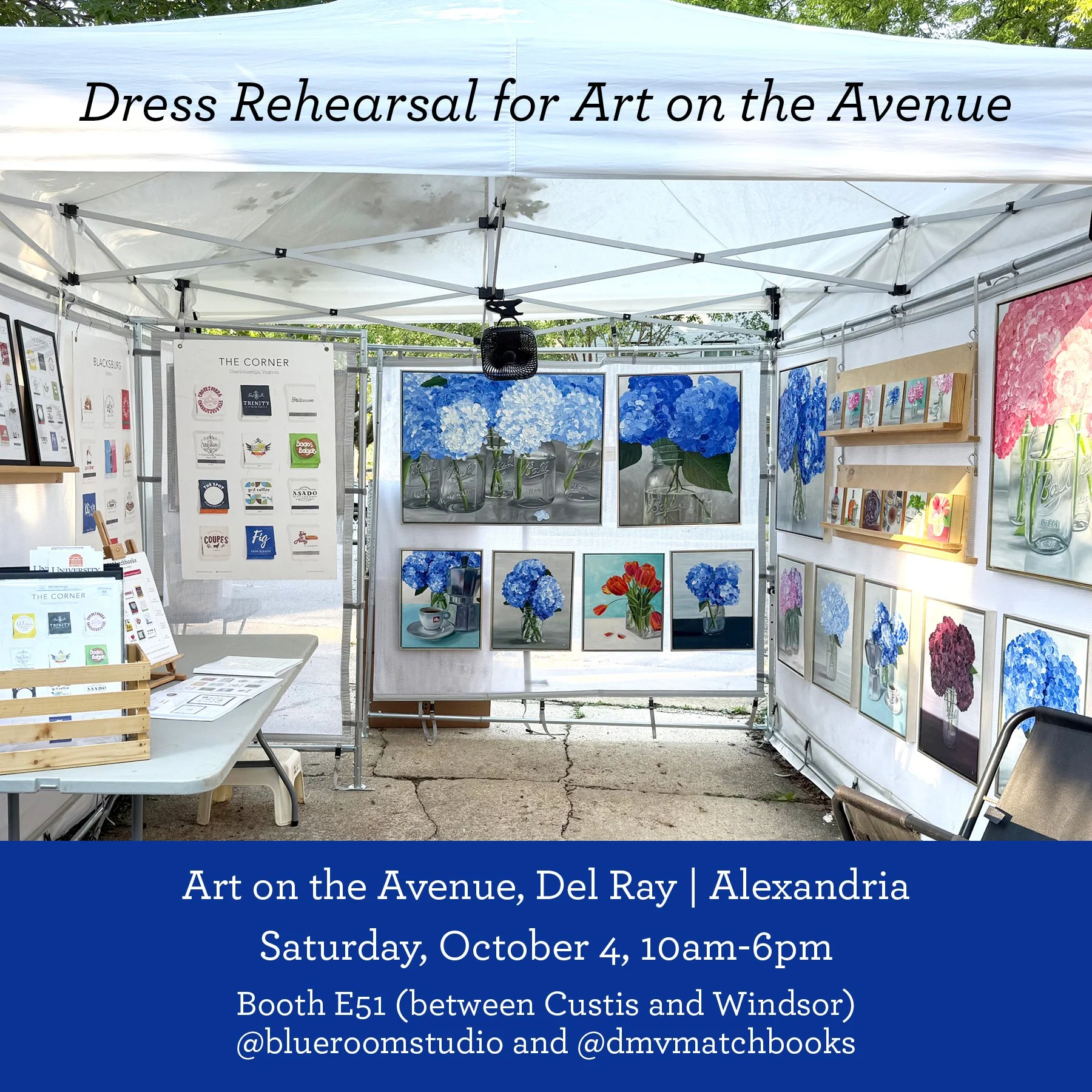 Did a test run for @artontheavenuedelray . Spent an hour+ trying to remember how to put up the tent, walls, and staybars and then worked on art layout. Am very happy with the end result and excited to see everyone on Saturday!

I'll have my NEW 2025 