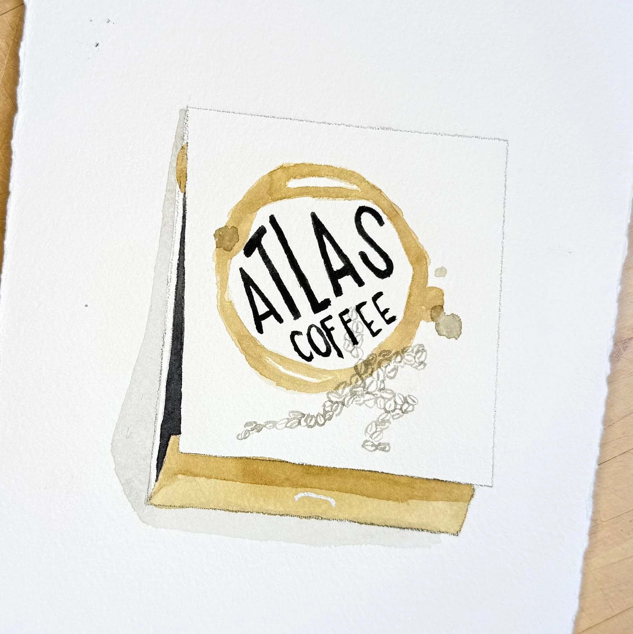 @atlascoffee  is a charming neighborhood coffee shop in Cville near @uva_alumni . 

I painted this one for a custom print I did in December ☕️

(2206 B Fontaine Ave, Charlottesville, VA)

#matchbookart #matchbookpainting  #supportsmallbusiness #eatlo