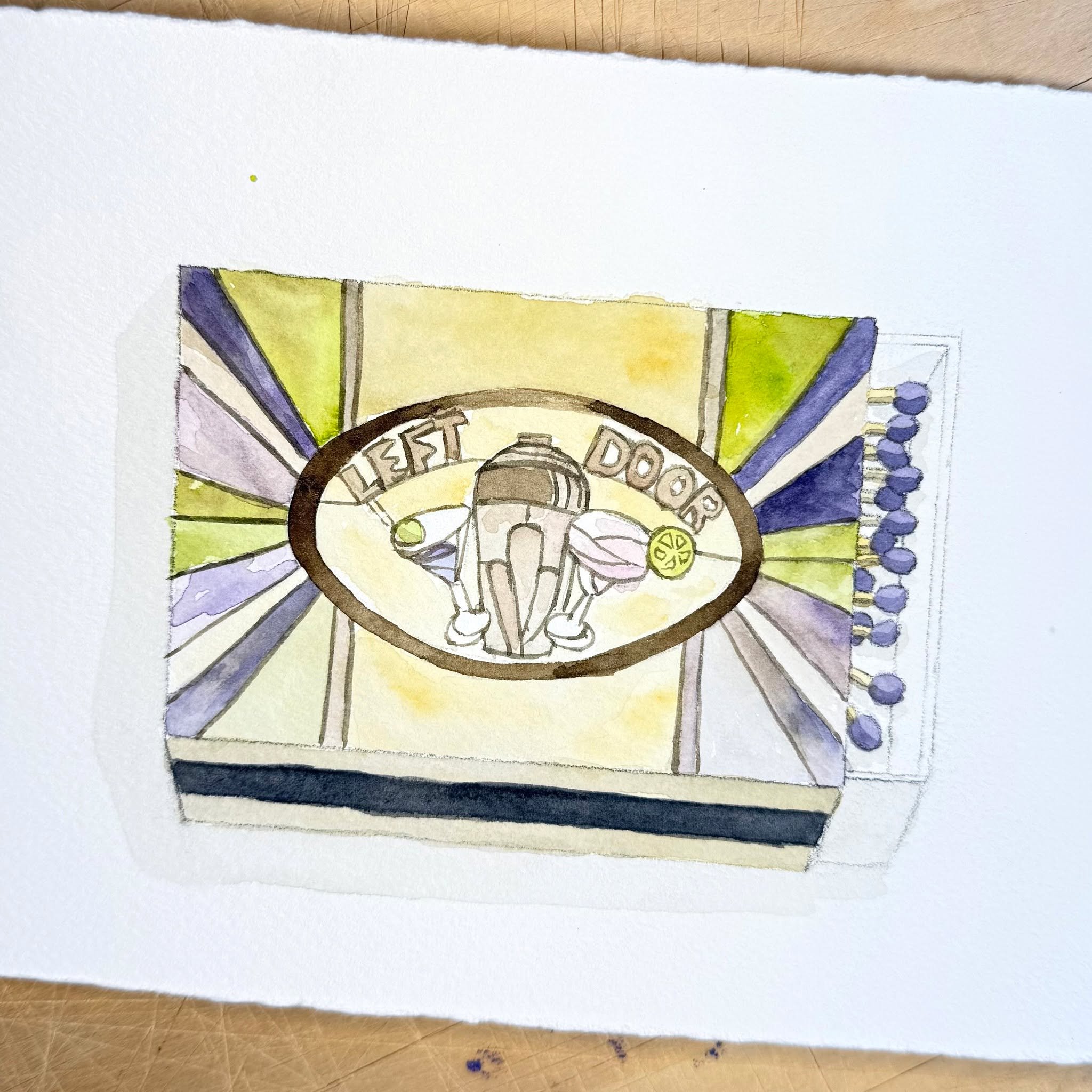 Behind an unassuming door and up a flight of stairs you&rsquo;ll find @leftdoordc , a speakeasy-style cocktail bar. Look for the stained glass windows above the door and in the 2nd floor.

I painted this one for a custom print I did in November 🍸

(