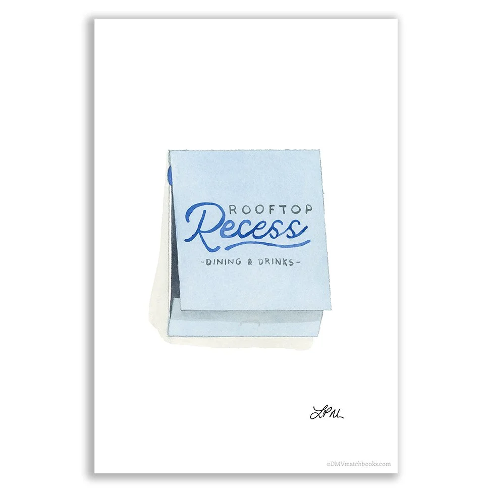 Rooftop Recess restaurant matchbook art print