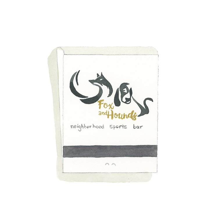Fox and Hounds restaurant matchbook art print