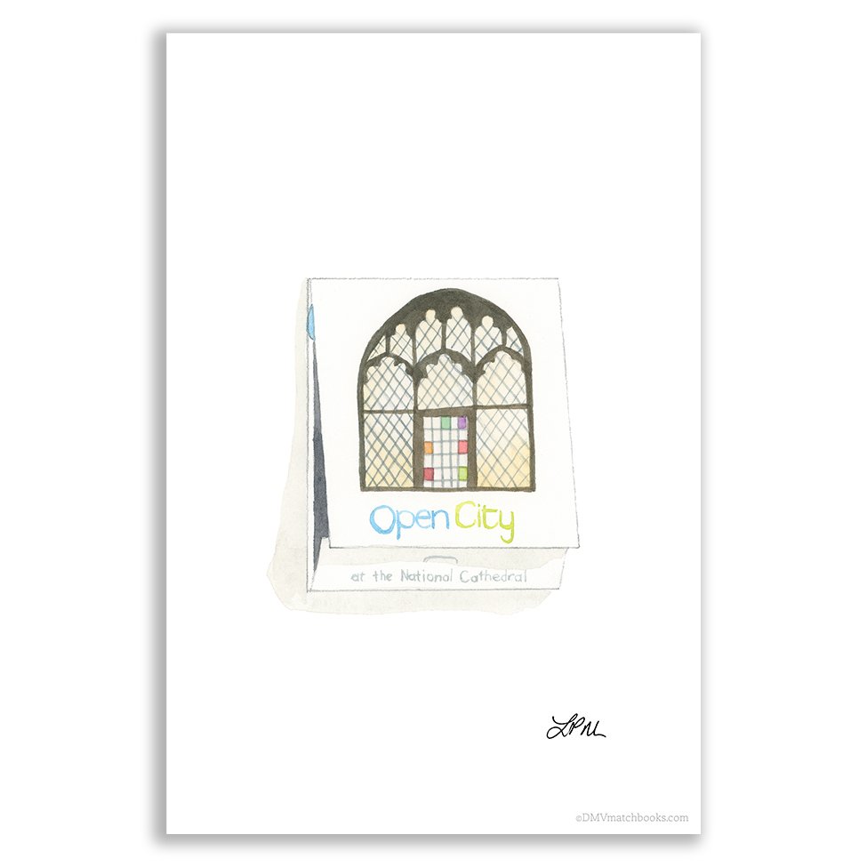 Open City restaurant DMV matchbook art print