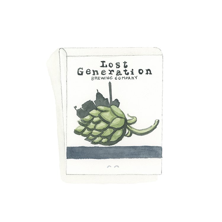 Lost Generation Brewing Company restaurant matchbook art print