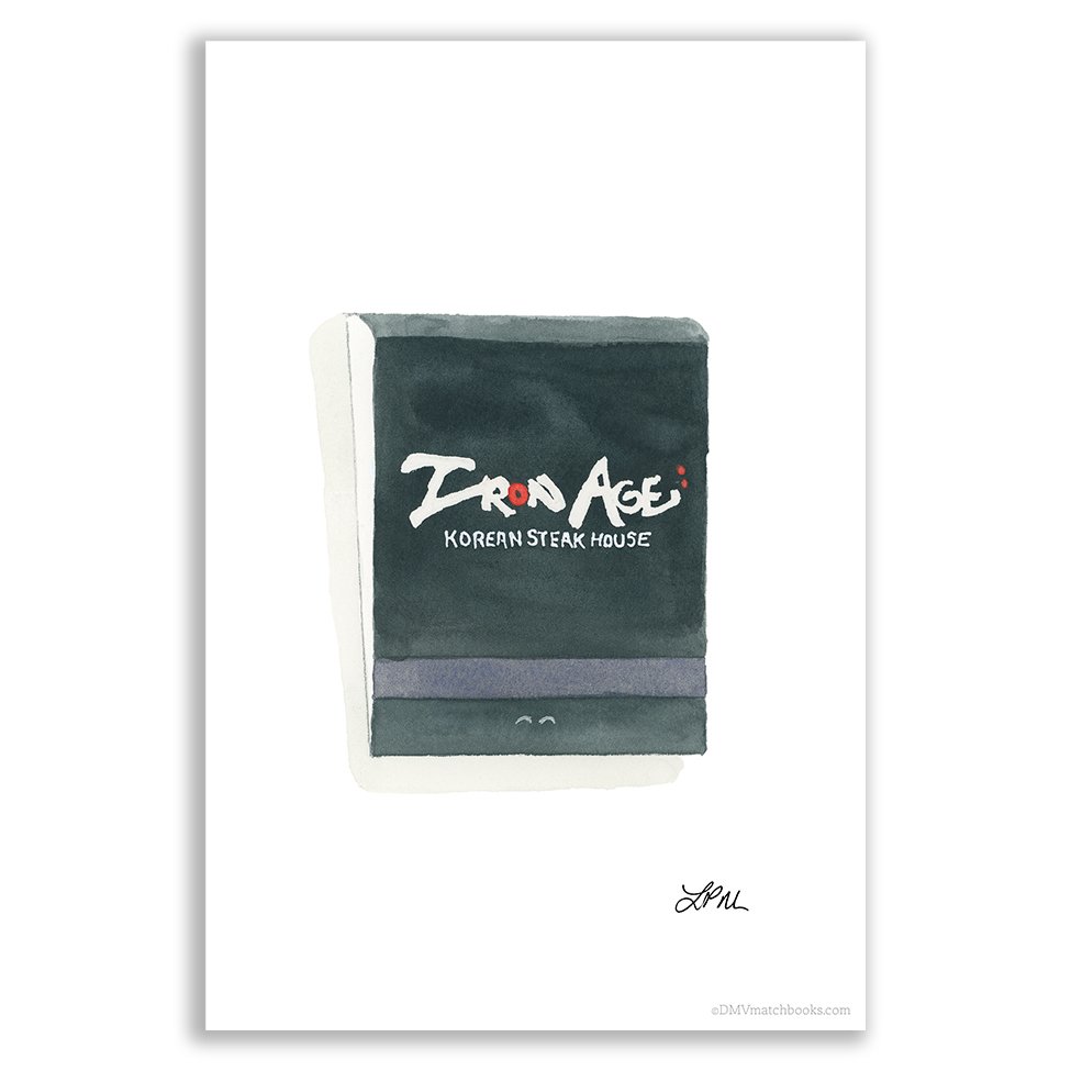 Iron Age restaurant DMV matchbook art print