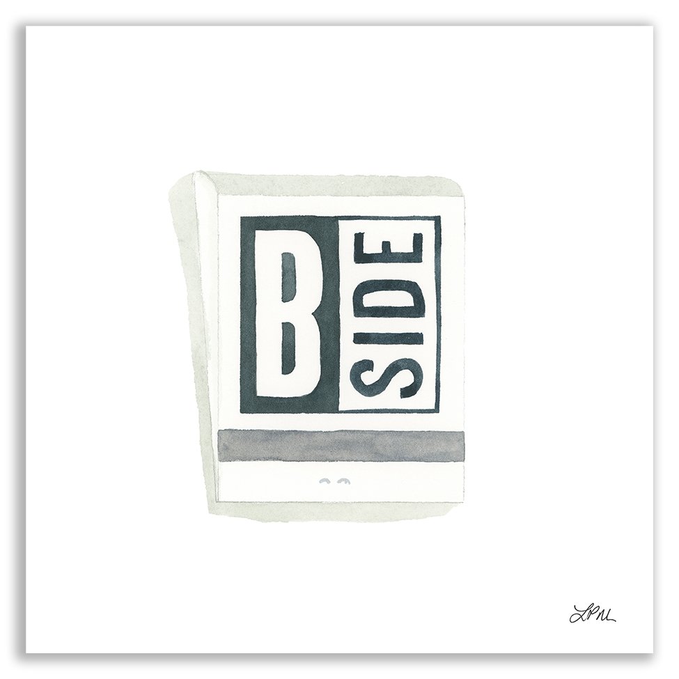 B Side restaurant matchbook art print