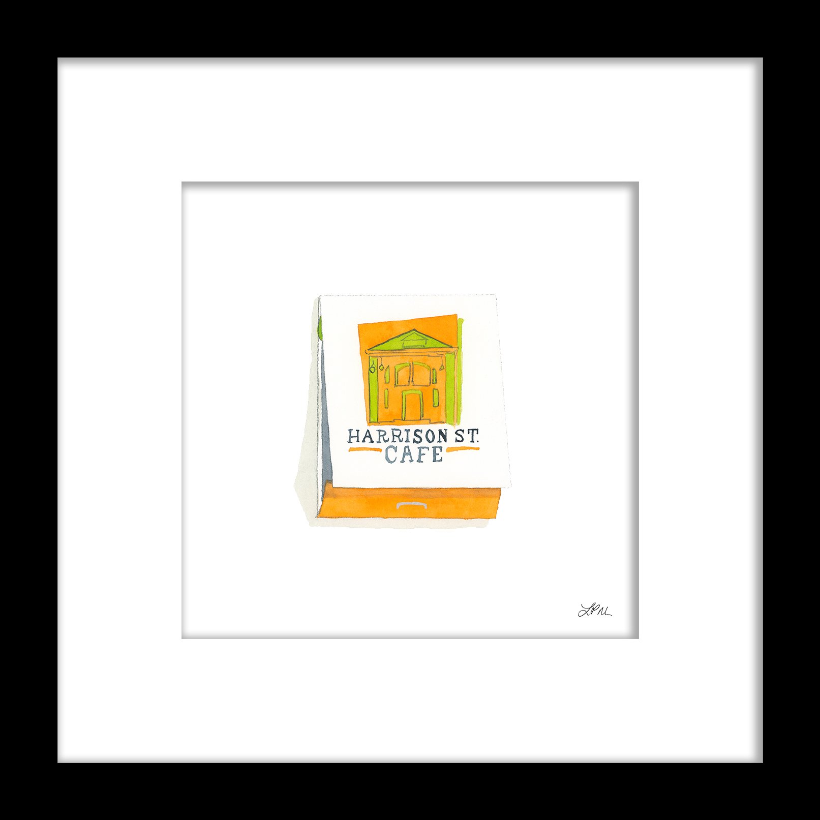 Harrison Street Cafe restaurant matchbook art print