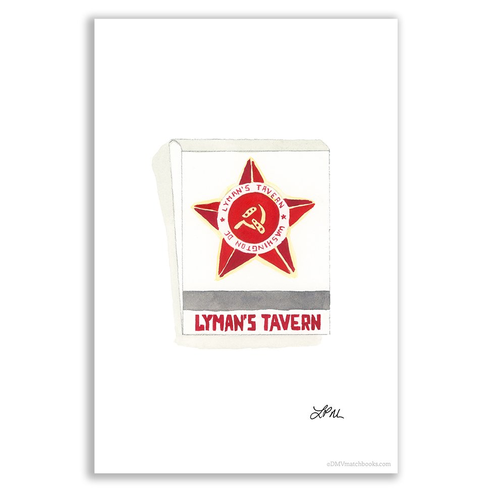 Lyman's Tavern restaurant DMV matchbook art print