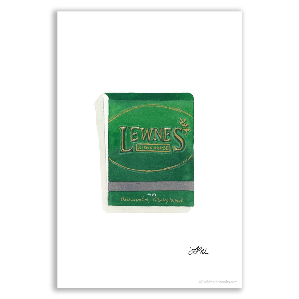 Lewnes Steakhouse (Annapolis, MD) restaurant matchbook art print