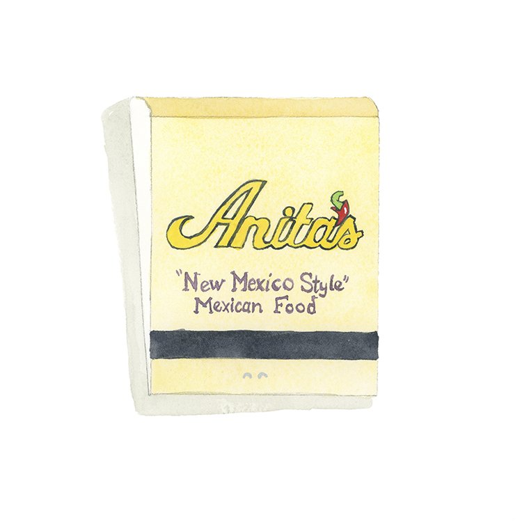 Anita's restaurant matchbook art print