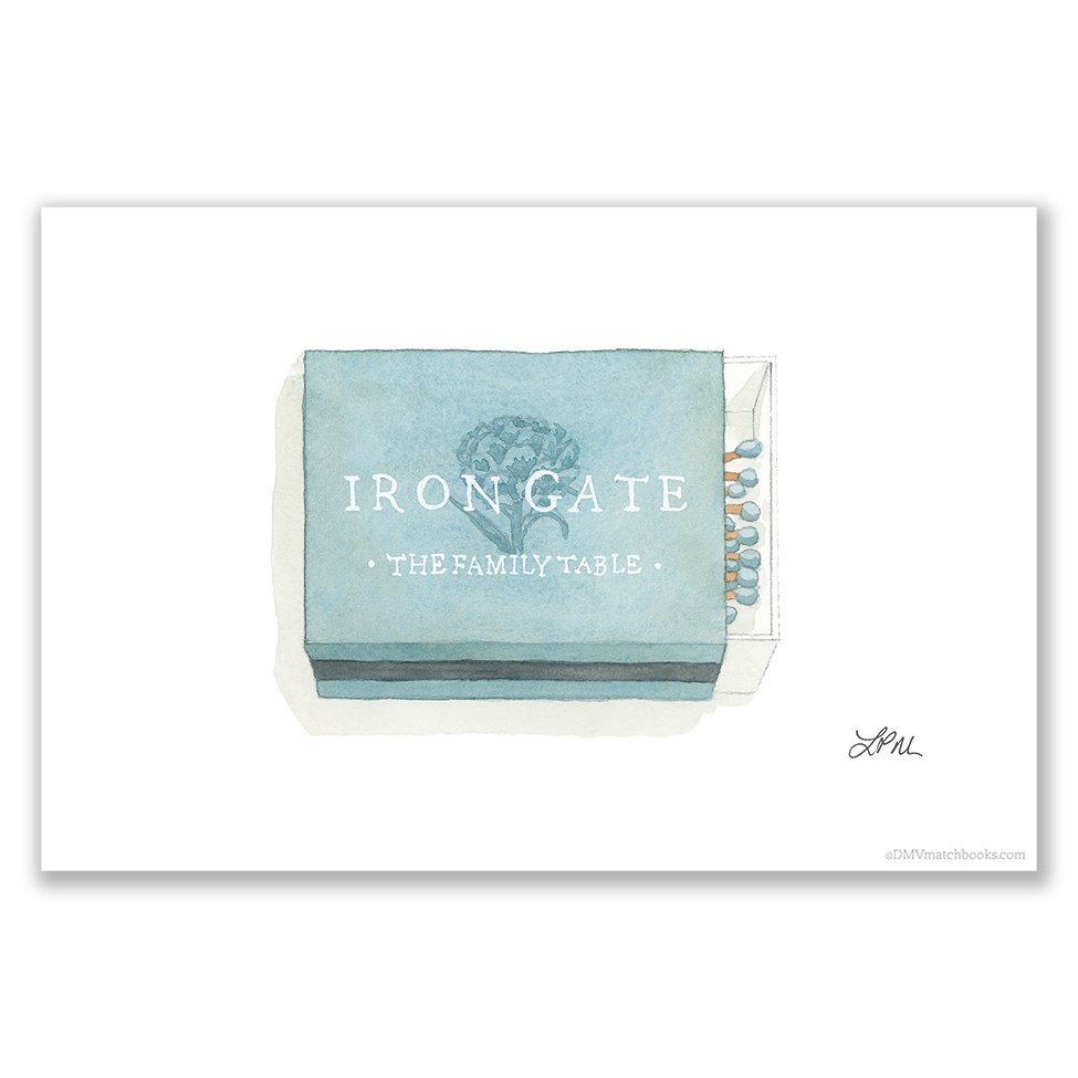 Iron Gate restaurant DMV matchbook art print