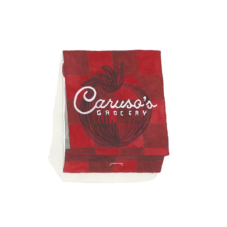 Caruso's Grocery DMV matchbook art print