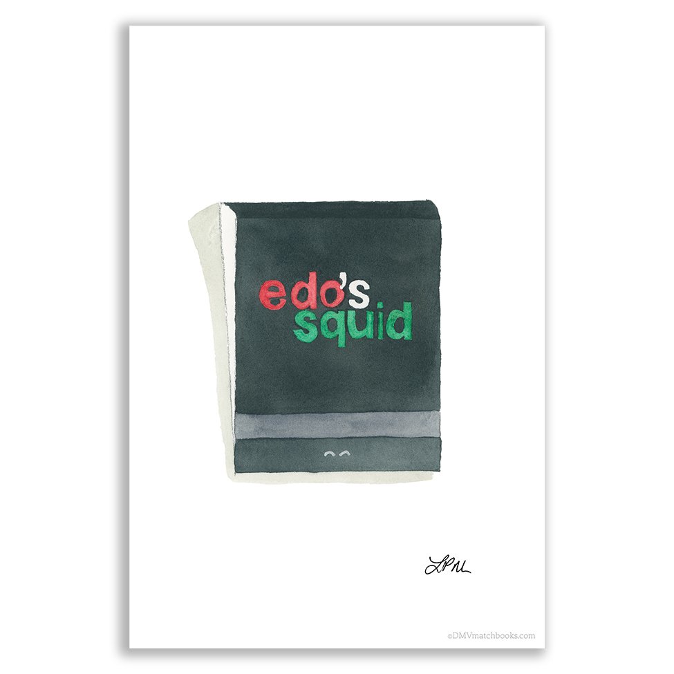 Edo's Squid restaurant matchbook art print