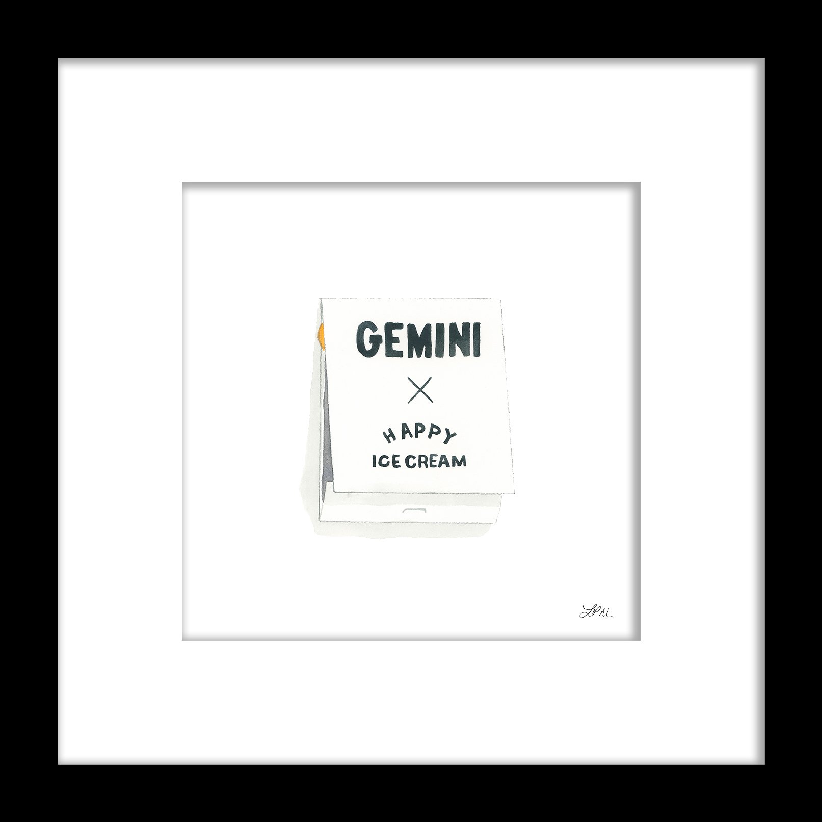 Gemini + Happy Ice Cream restaurant DMV matchbook art print