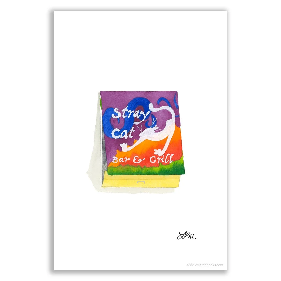 Stray Cat Bar & Grill restaurant matchbook art print