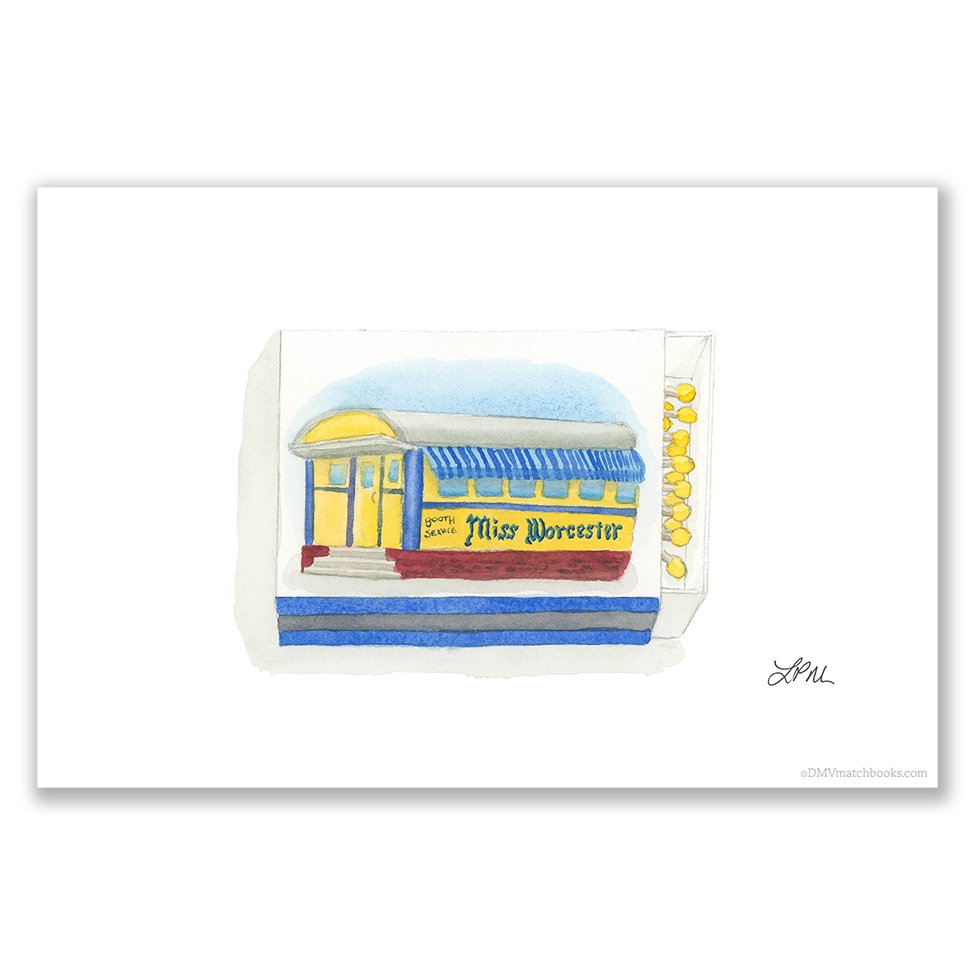 Miss Worcester (Worcester, MA) restaurant matchbook art print