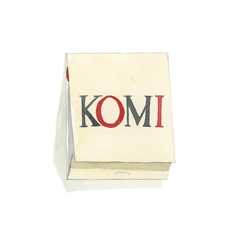 Komi restaurant matchbook art print DMV Matchbooks