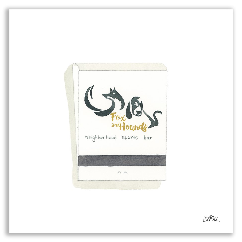 Fox and Hounds restaurant matchbook art print
