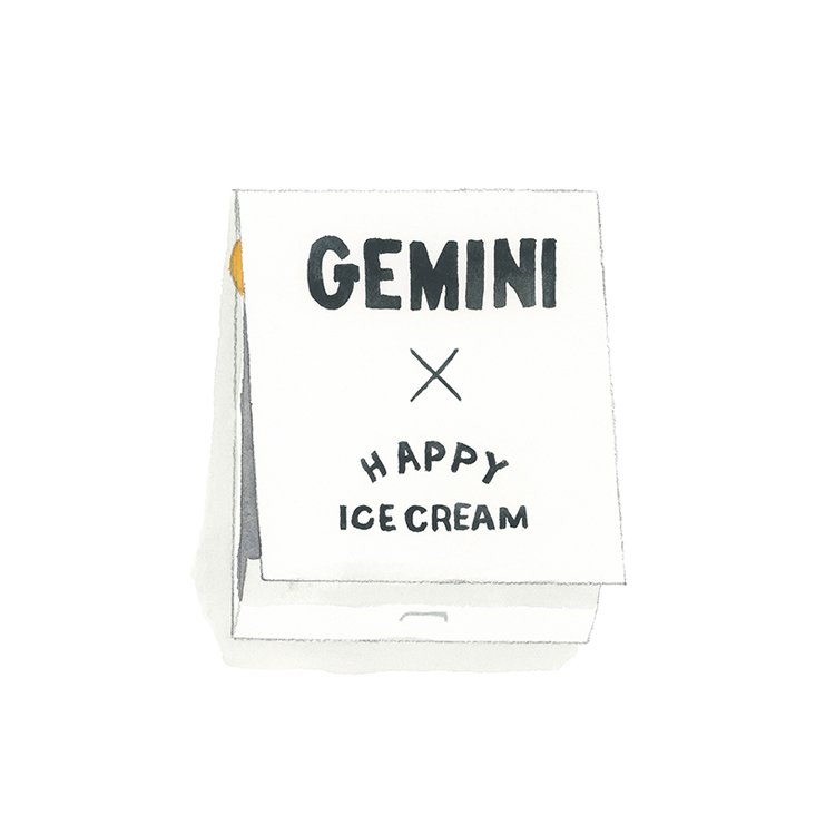 Gemini + Happy Ice Cream restaurant DMV matchbook art print