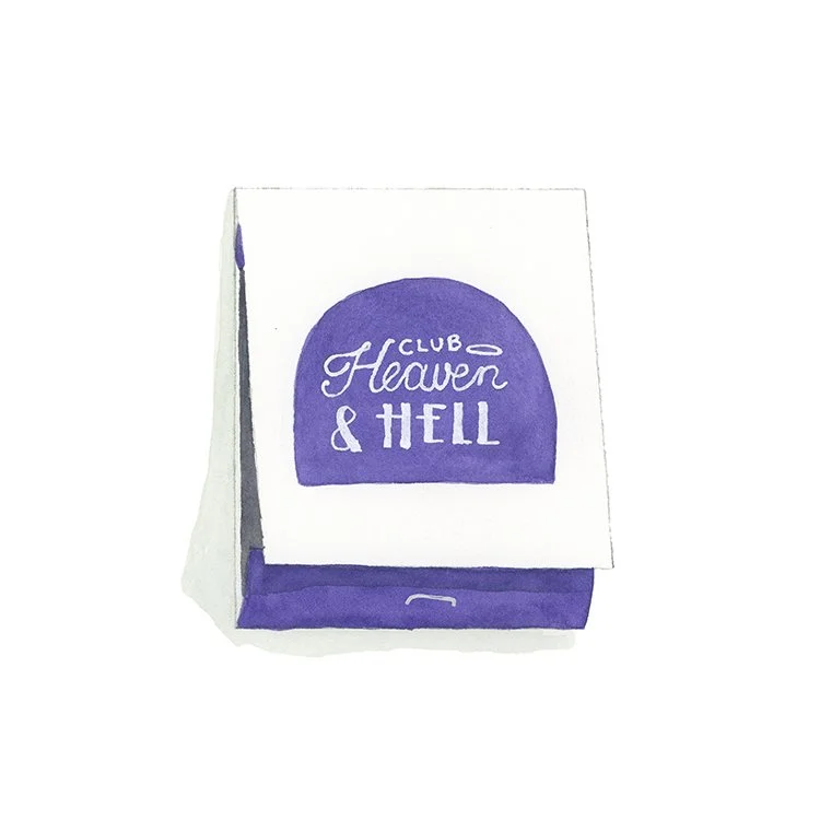 Club Heaven & Hell restaurant matchbook art print DMV Matchbooks