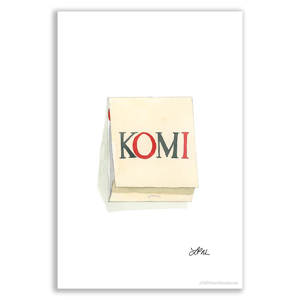 Komi restaurant matchbook art print DMV Matchbooks
