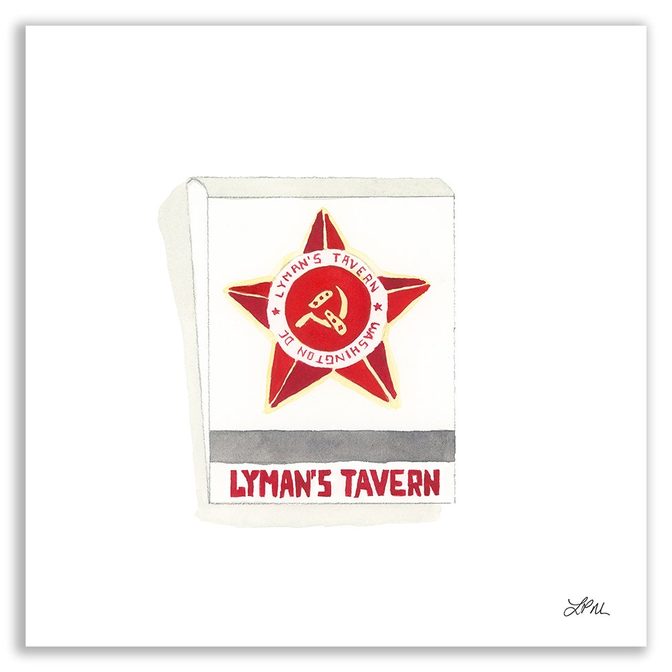 Lyman's Tavern restaurant DMV matchbook art print