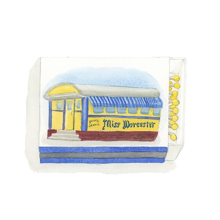 Miss Worcester (Worcester, MA) restaurant matchbook art print