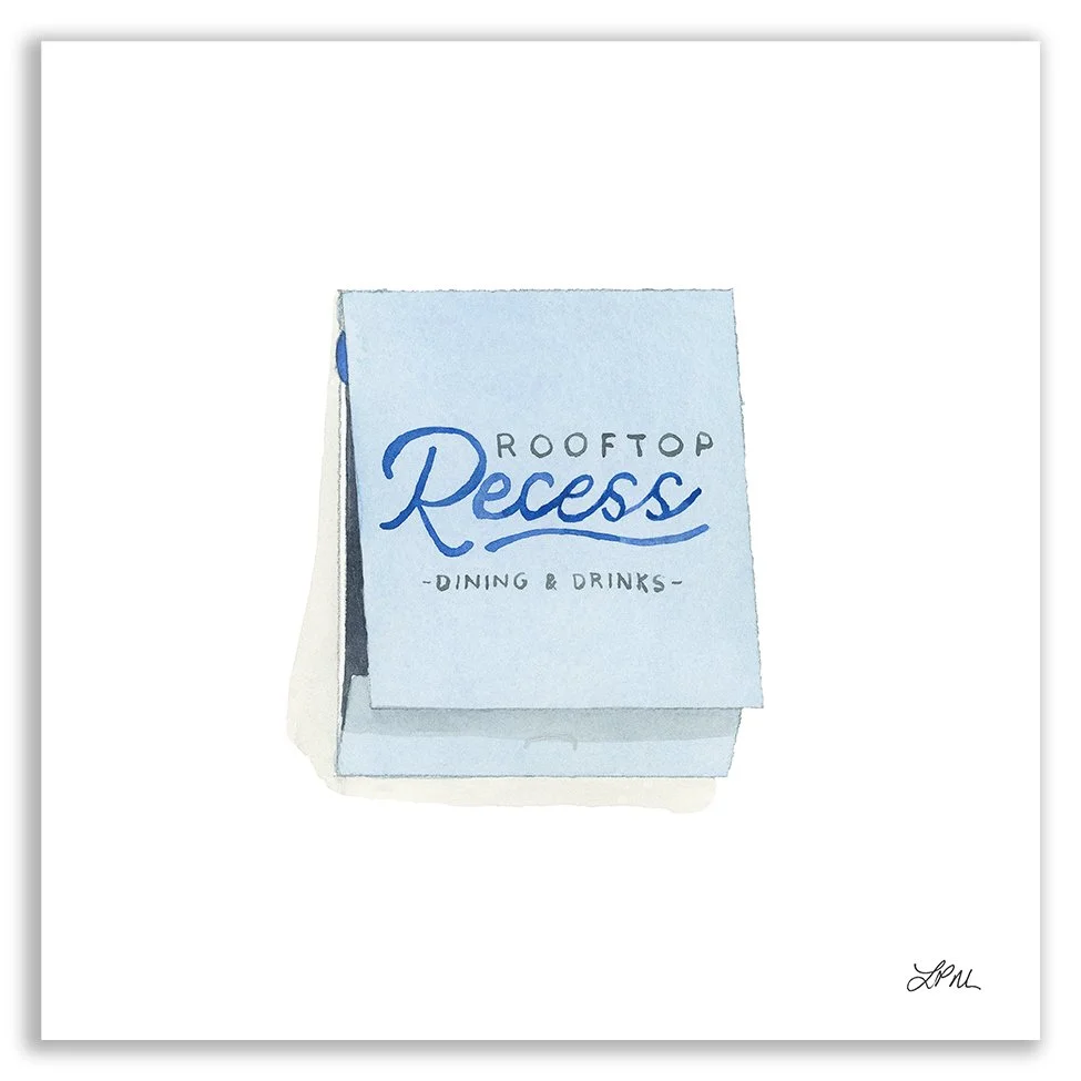 Rooftop Recess restaurant matchbook art print