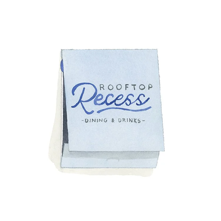 Rooftop Recess restaurant matchbook art print