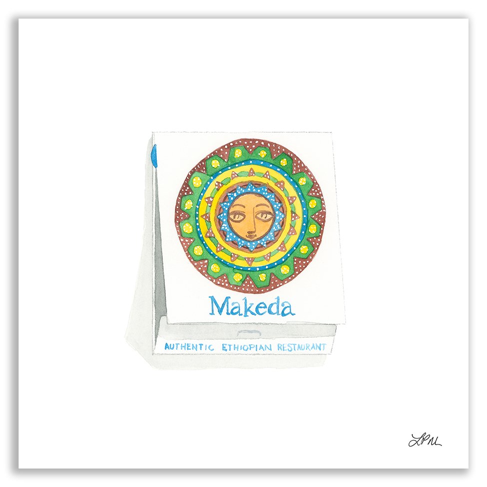 Makeda Ethiopian restaurant matchbook art print
