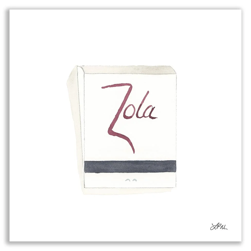Zola restaurant matchbook art print DMV Matchbooks