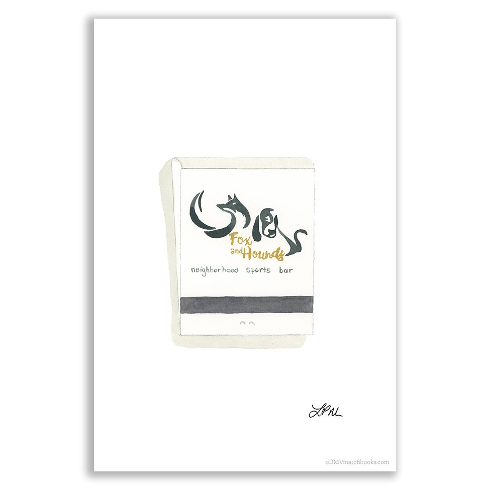 Fox and Hounds restaurant matchbook art print