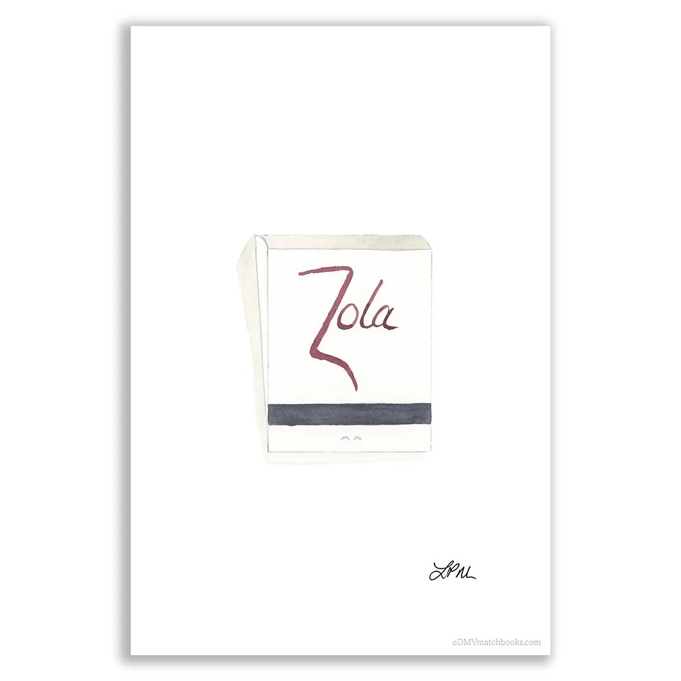 Zola restaurant matchbook art print DMV Matchbooks