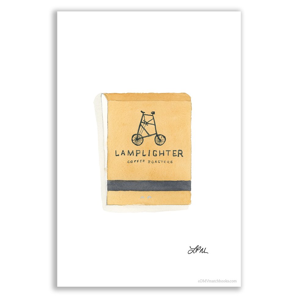 Lamplighter Coffee restaurant matchbook art print