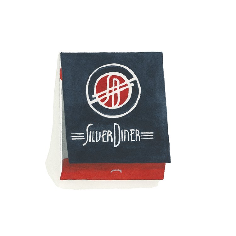 Silver Diner restaurant matchbook art print