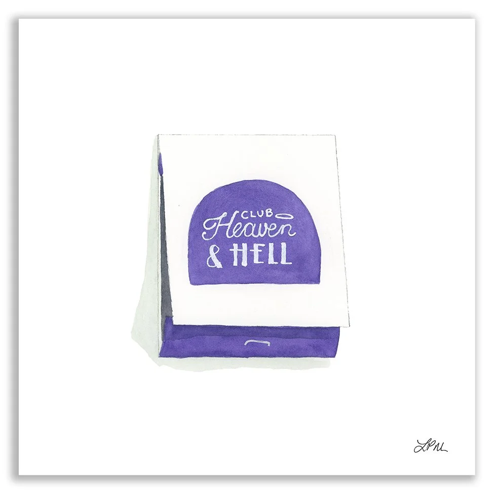 Club Heaven & Hell restaurant matchbook art print DMV Matchbooks