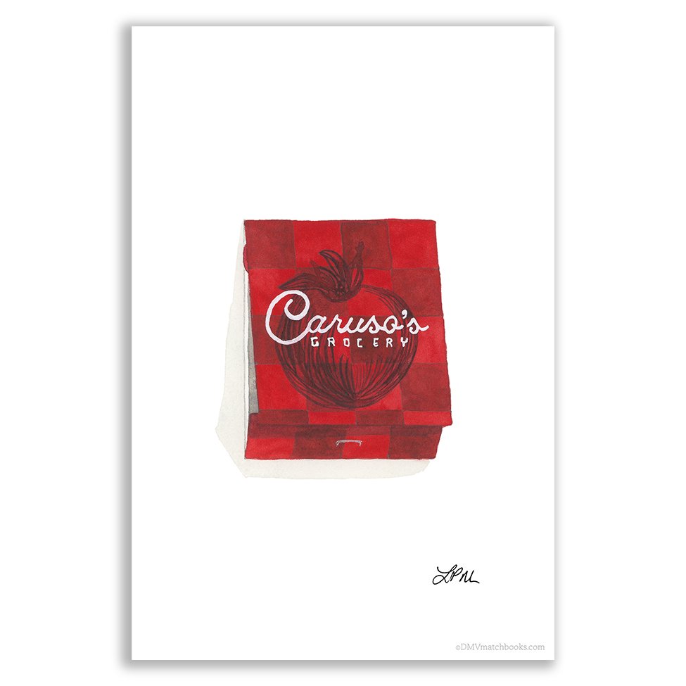 Caruso's Grocery DMV matchbook art print