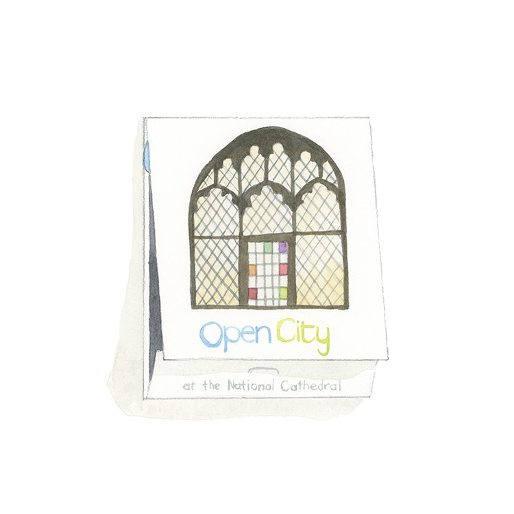 Open City restaurant DMV matchbook art print