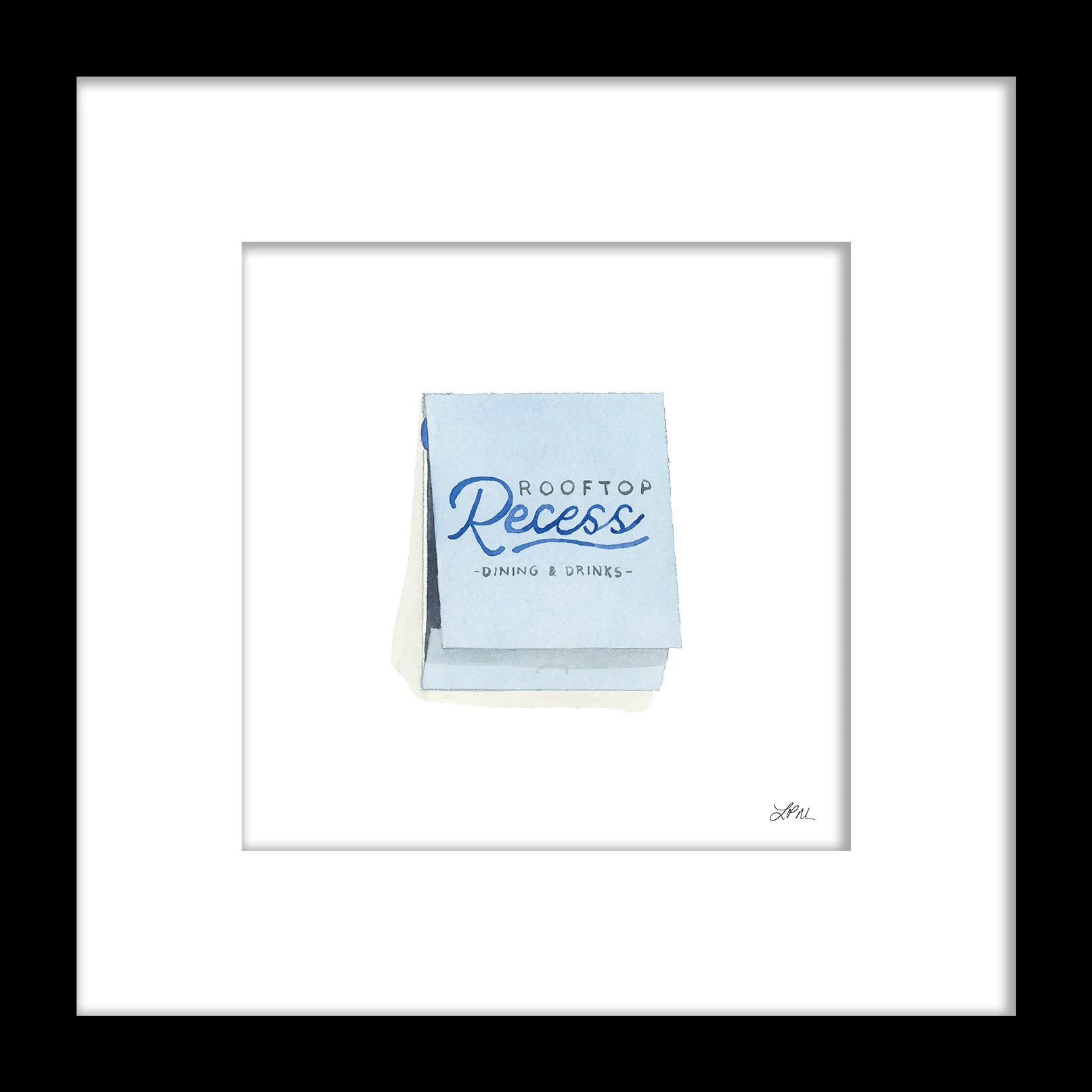 Rooftop Recess restaurant matchbook art print
