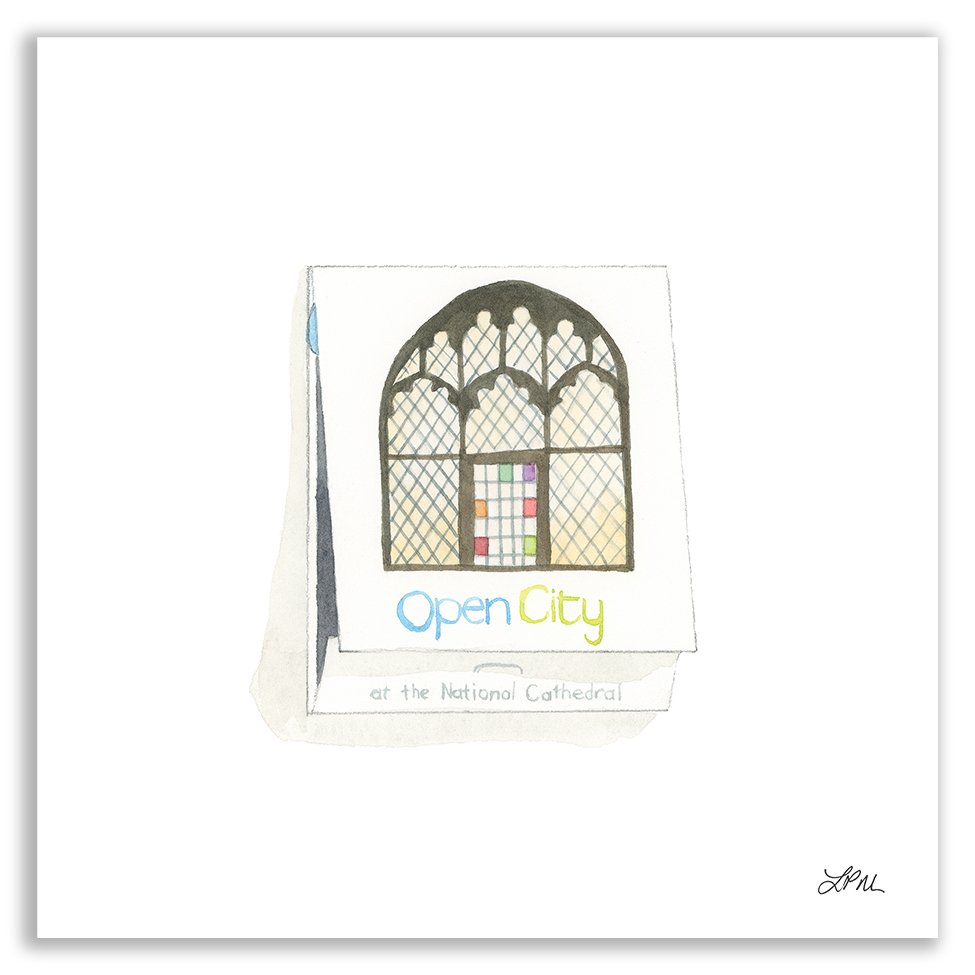 Open City restaurant DMV matchbook art print