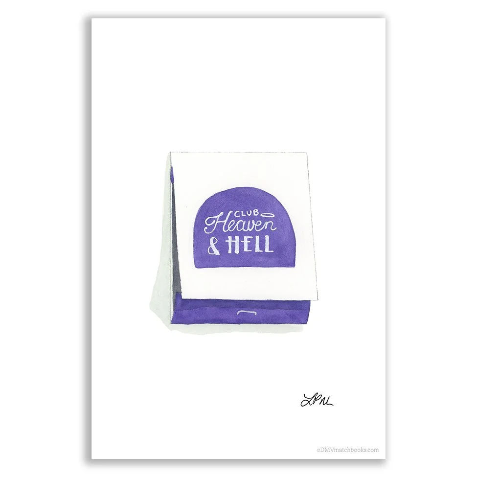 Club Heaven & Hell restaurant matchbook art print DMV Matchbooks