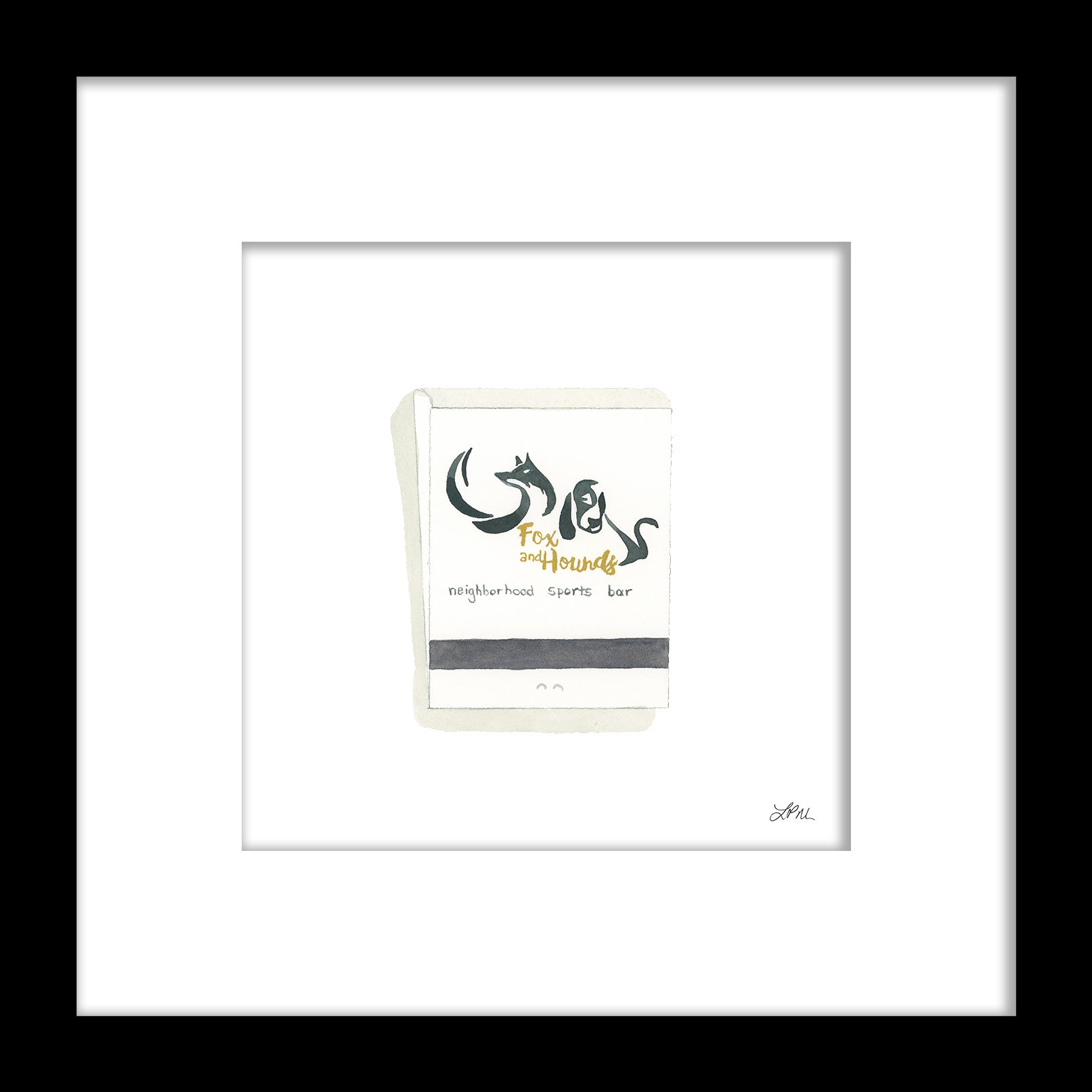 Fox and Hounds restaurant matchbook art print