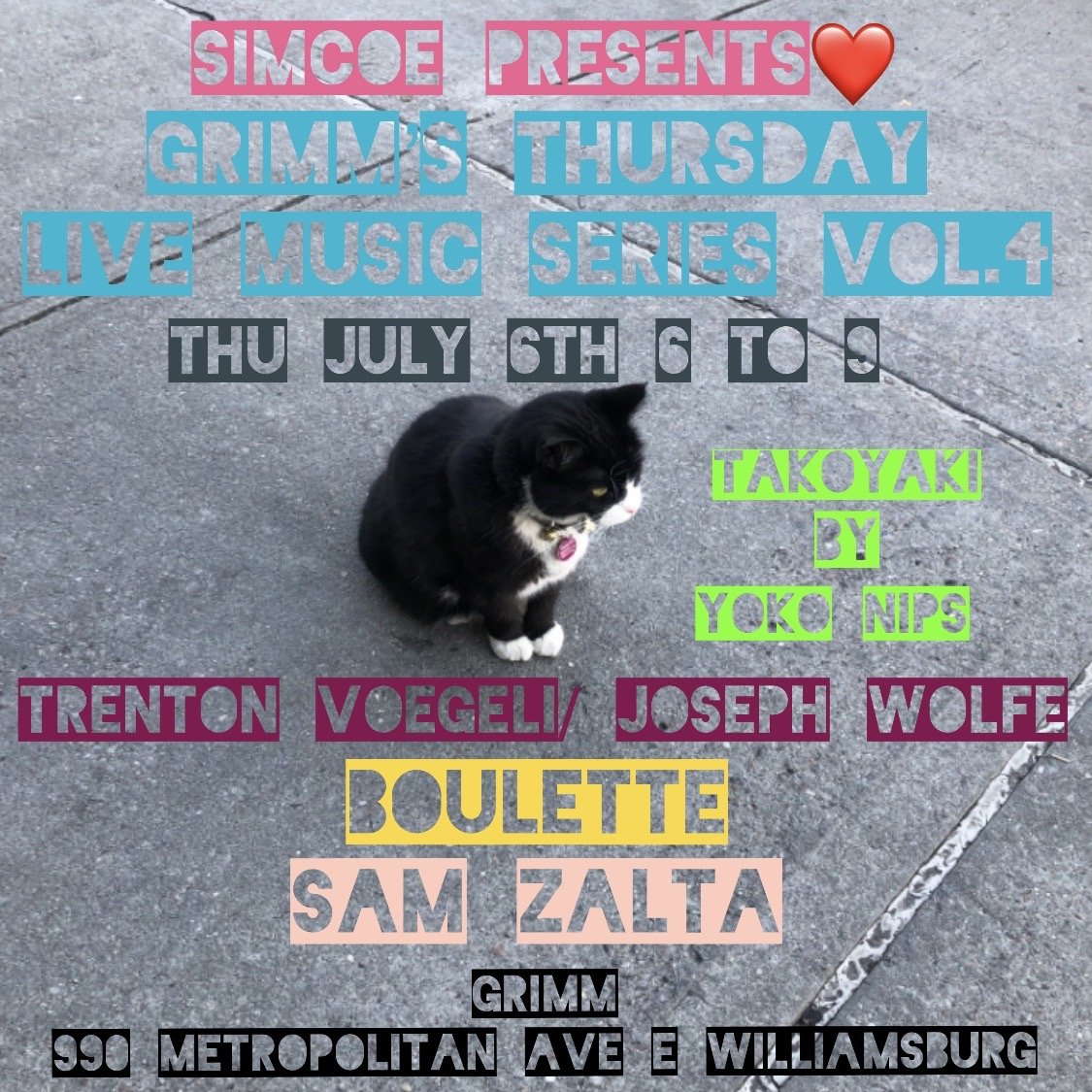 Simcoe Presents: Trenton Voegeli/Joseph Wolfe, Boulette, Sam Zalta