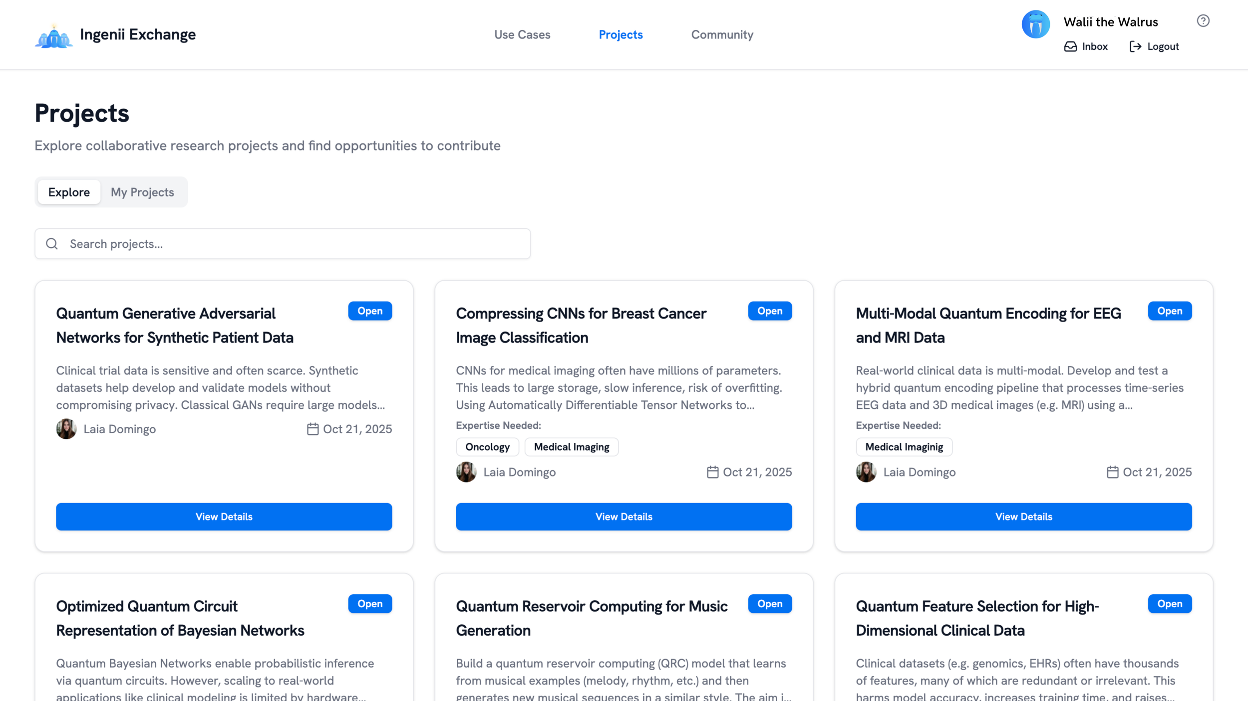 Browse and apply to join open collaborative research projects in topics like quantum computing, medical imaging, and synthetic patient data. 