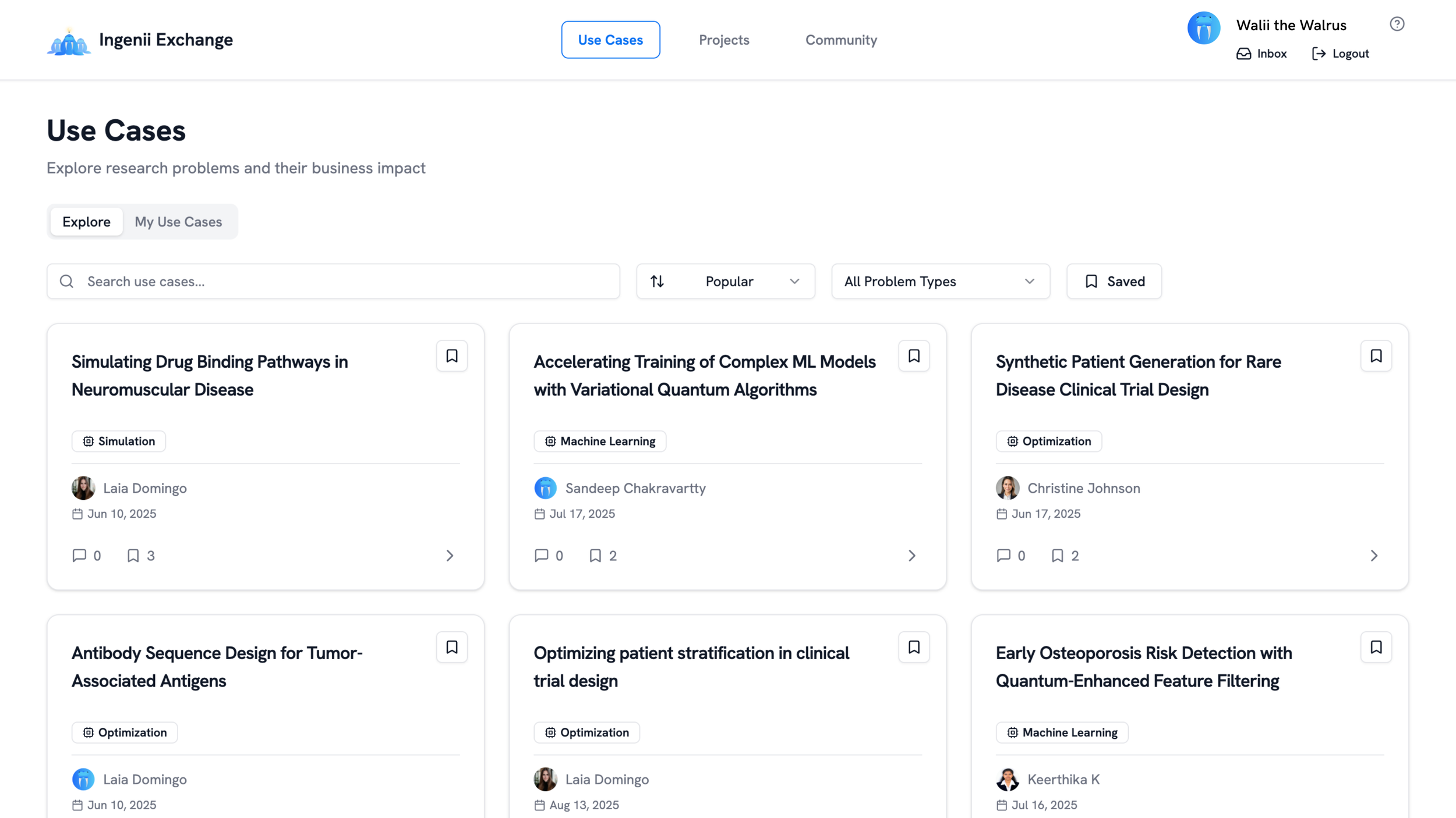 Explore real-world quantum machine-learning applications submitted by the community. Browse problems by type, popularity, and topic.