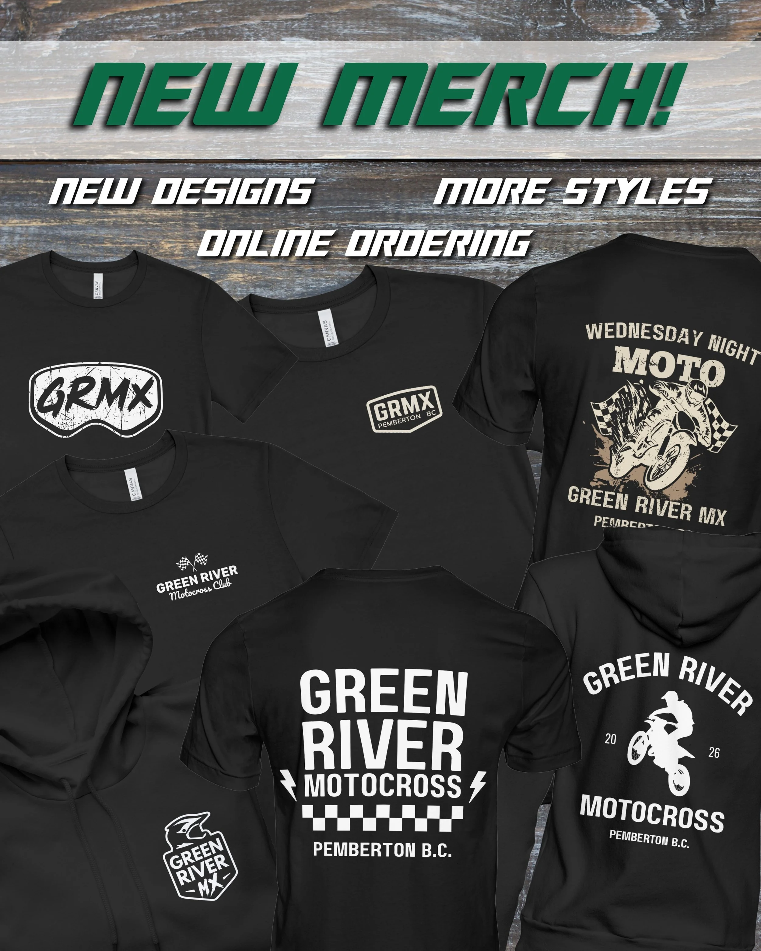 NEW MERCH IS HERE 🤘

We&rsquo;ve expanded our merch lineup with more designs, more styles, and now women&rsquo;s and youth sizing too!

All merch is available through our monthly preorder system. Visit greenrivermx.com/merch to browse the designs an